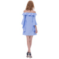 Kate Kasin Sexy Womens Half Sleeve Wasserfall Manschetten aus Schulter Hellblau Mini Kleid KK000678-1